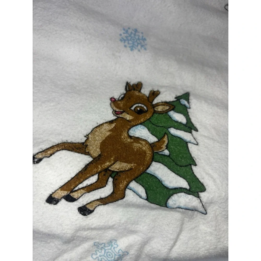 Vtg 1992 RUDOLPH‎ THE RED NOSE REINDEER TWIN FLANNEL FITTED SHEET- CHRISTMAS